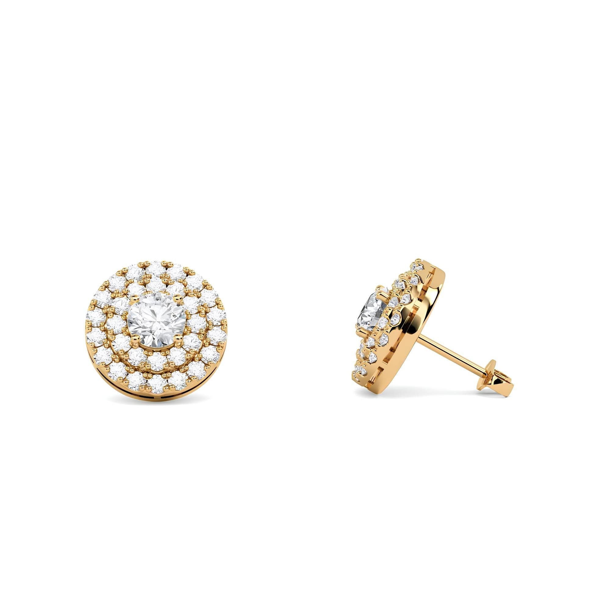 IGI Certified 0.80 CTW Round Cut Lab-Grown Diamond Halo Stud Earrings EF VS/SI Clarity 14K Gold Bridesmaids Earrings